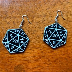 D20 Dice DnD Dungeons and Dragons RPG Handmade Earrings - New